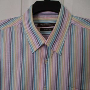 Forsyth of Canada Mens S/S Hidden Button Down Rainbow Dress Shirt NWOT - Size XL